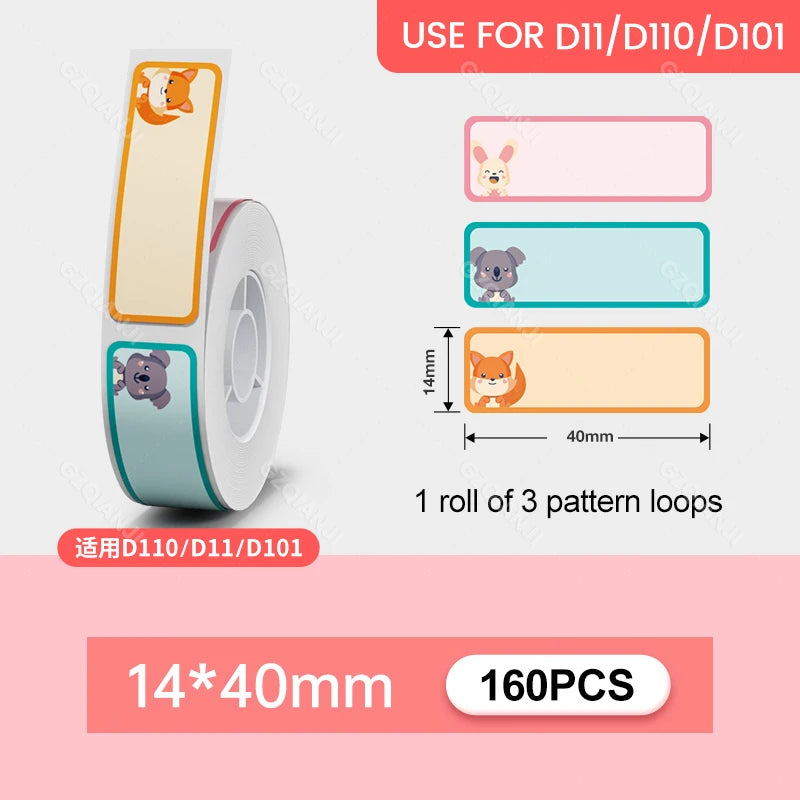 Niimbot D110 D11 Label printer paper Waterproof Anti-Oil Price Label Sticker Transparent Pure Color Label thermal Sticker Paper