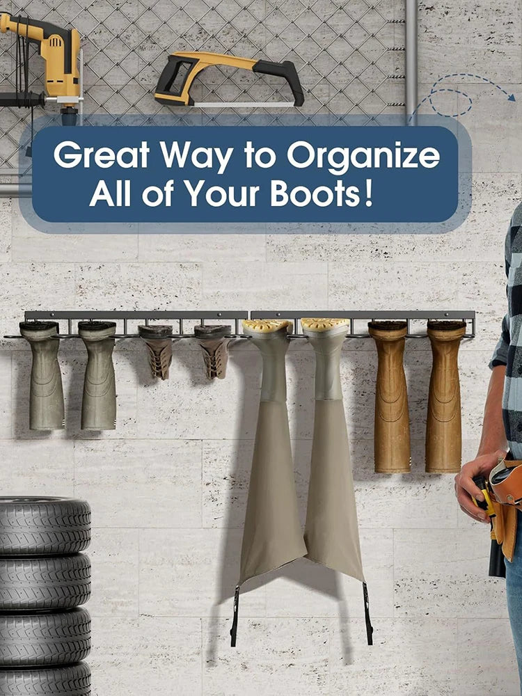 1pcs Boot Rack Hanger Wall Mounted- (4 Pair) Sturdy Metal Boot Organizer, Tall Shoe Holder for Closet, Entryway, Indoor, Garage