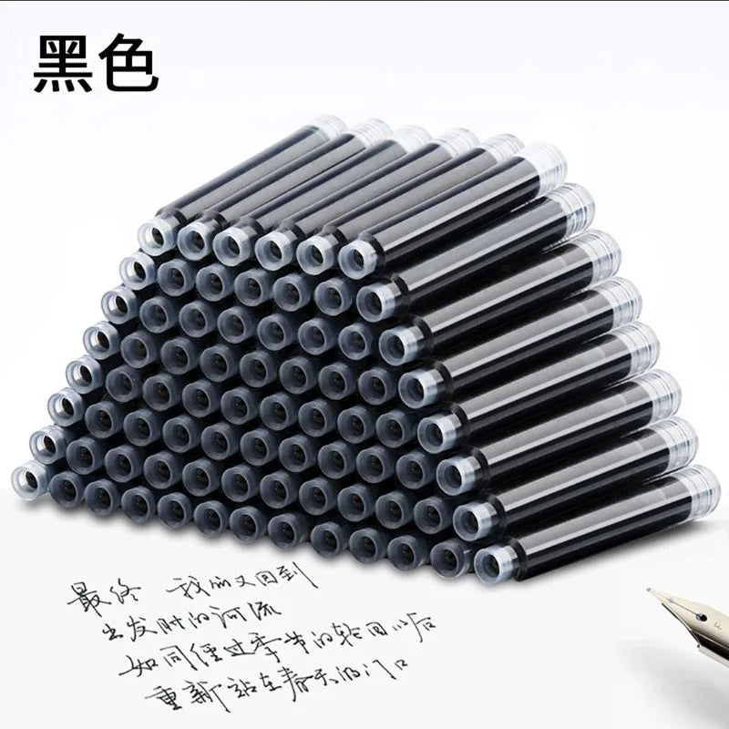 50pcs Fountain Pen Ink Cartridge Refills Bottle 4 Color Disposable Dia 3.4mm 2.6mm  School Office Stationery Supplies CW-159