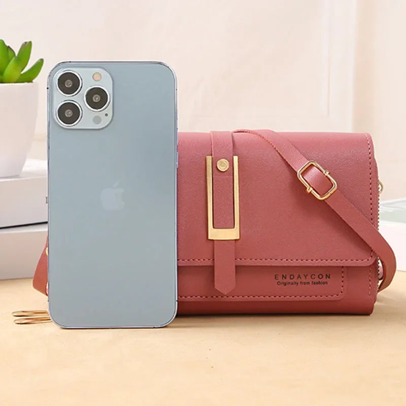 PU Material Women's Mobile Phone Bag Fashionable and Multifunctional Women's Small Square Bag Trendy and Retro Shoulder Bag