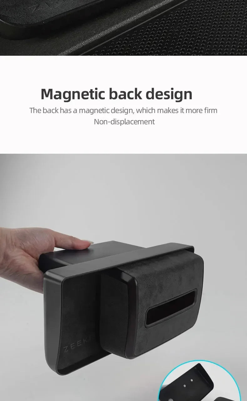 Alcantara Car Machine Storage Box For ZEEKR 001 2021 2023 2022 Navigation Rear Hidden Tissue Organizer Interior Stowing Tidying