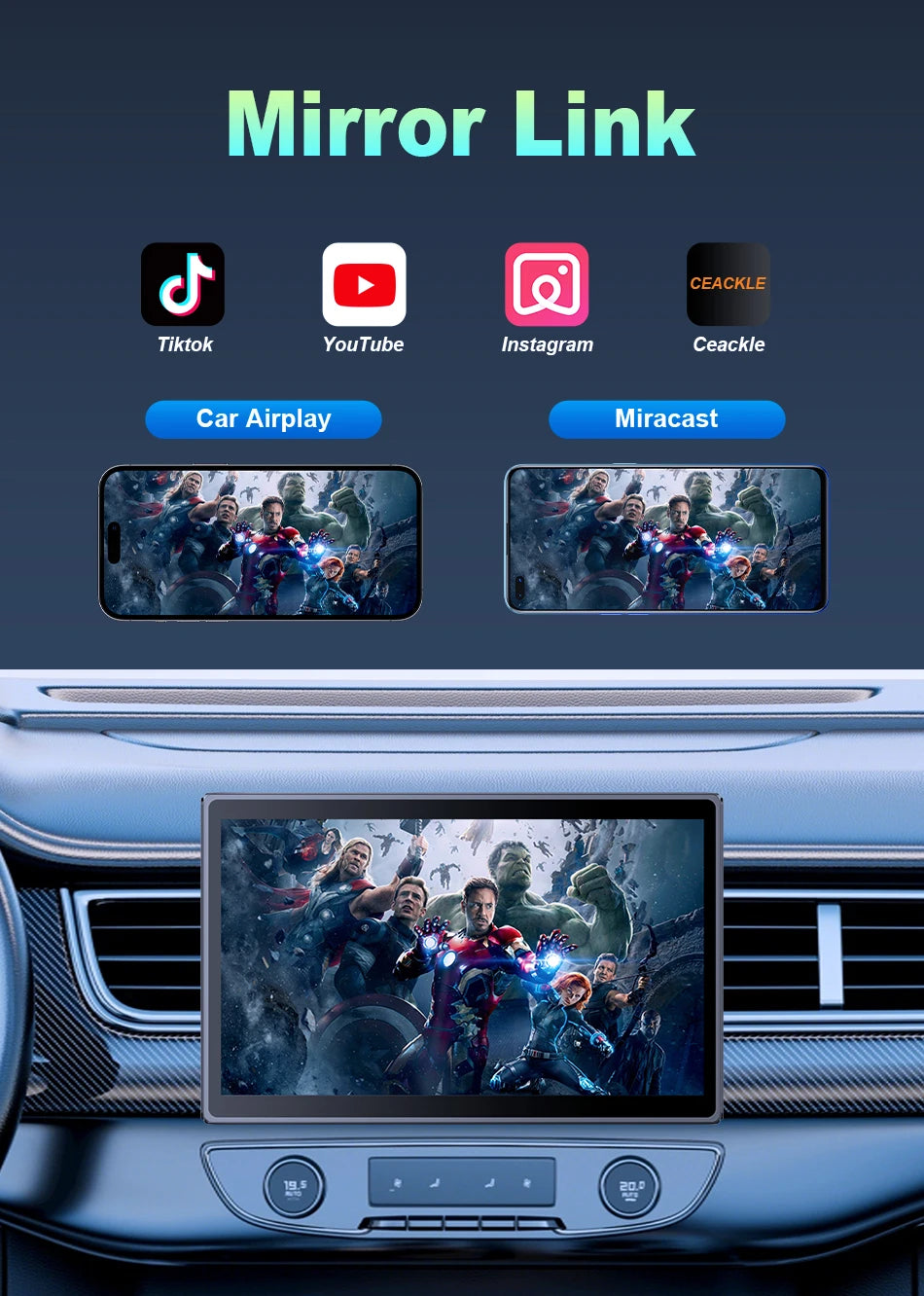 7 inch Portable Multimedia Player Carplay AI Screen IPS Touch Screen GPS Navigation Bluetooth Support Horizontal/Vertical Screen