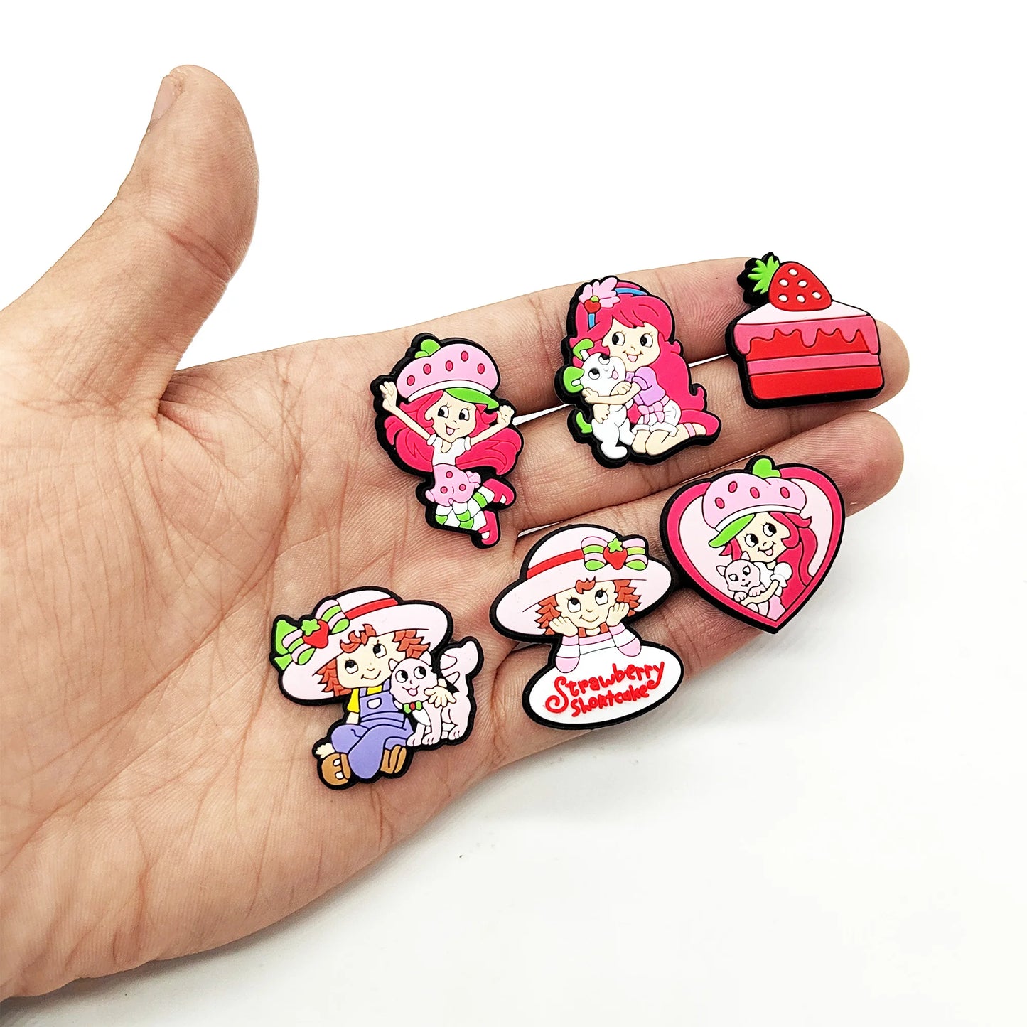9pcs/set Cute Strawberry Girl Cartoon Series for Cartoon Shoe Charms Accessories DIY Decoration for Classic Clog Kids Gifts