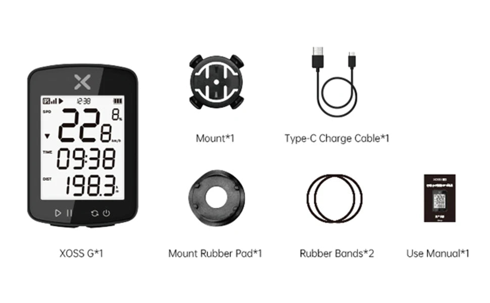 XOSS G2 GPS Bike Computer Wireless Cycling Speedometer Road Bike MTB USB C IPX7 Waterproof Bluetooth Bicycle Computer Odometer