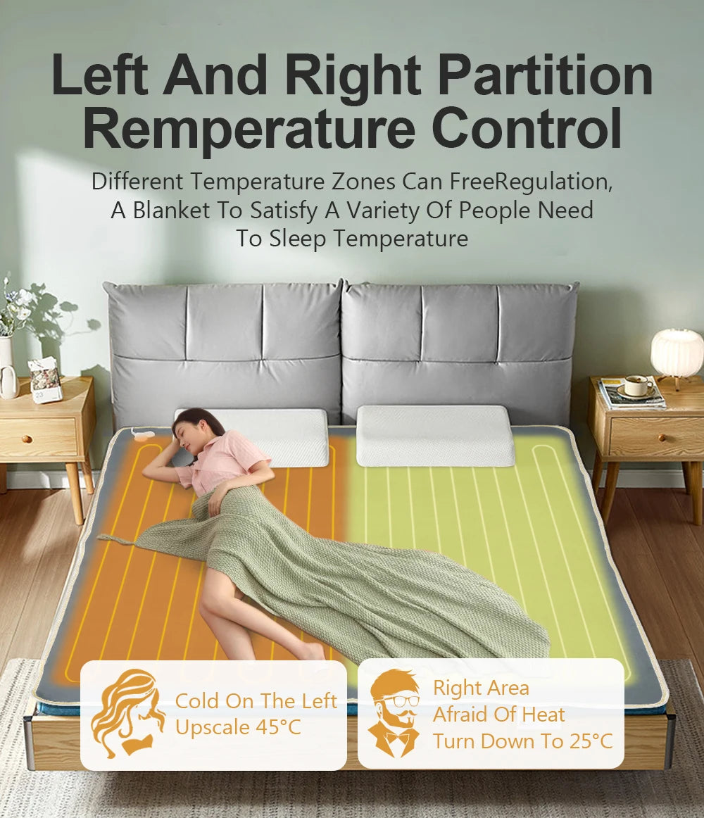 110V or 220V Electric Blanket Thicker Heaters Electrica Smart Control Heated Blanket Winter Carpet Mats for Houshold Bedroom Use