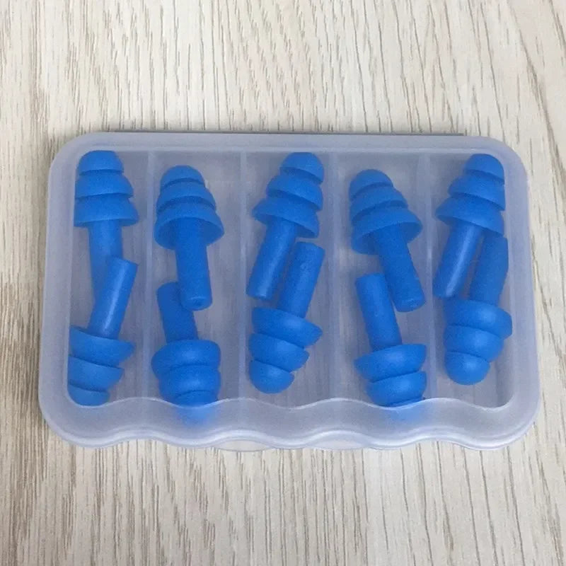 Soft Silicone Earplugs for Adults and Children Waterproof Swimming Earplugs Anti-Noise Ear Clips, Swimmers Diving 5Pairs per Box