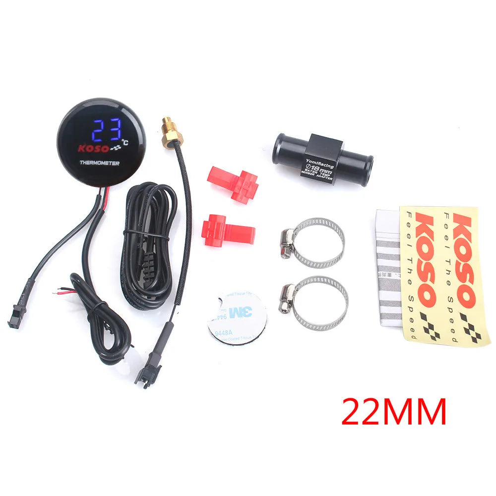 Universal Motorcycle Thermometer Instruments Water Temp Temperature Digital Display Meter Gauge Sensor Adapter For KOSO