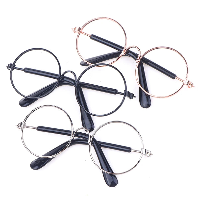 DIY Doll Dressing Accessories High Quality 20cm EXO Dolls Glasses 3 Color Round Frame Lensless Eyewear Toy Miniature Eyeglasses