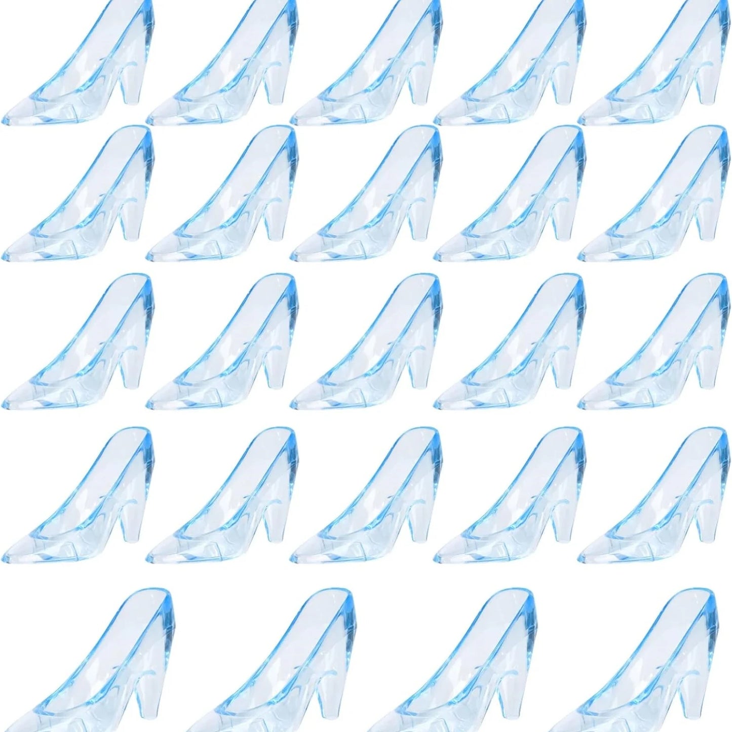 12PCS Mini Plastic Cinderella Slippers 3.5 Inch Glass Heels Princess for Wedding Birthday Party Table Candy Favors Decoration
