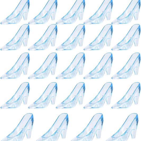 12PCS Mini Plastic Cinderella Slippers 3.5 Inch Glass Heels Princess for Wedding Birthday Party Table Candy Favors Decoration