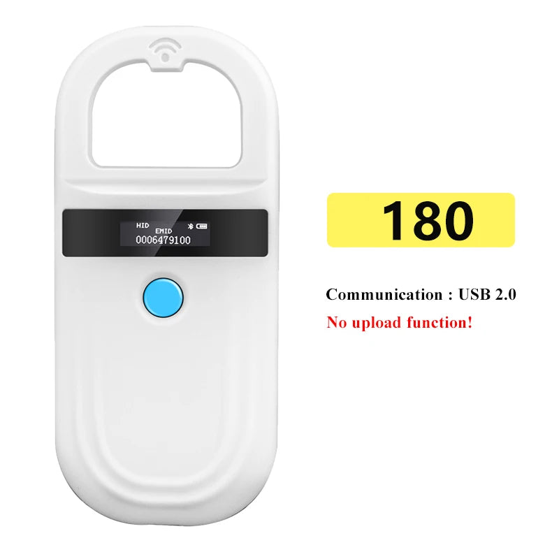 Handheld 134.2KHz 125kHz Animal RFID Reader Pet Cat Dog Microchip Scanner FDX-B Glass Chip USB/Bluetooth Tag Reader with Tags