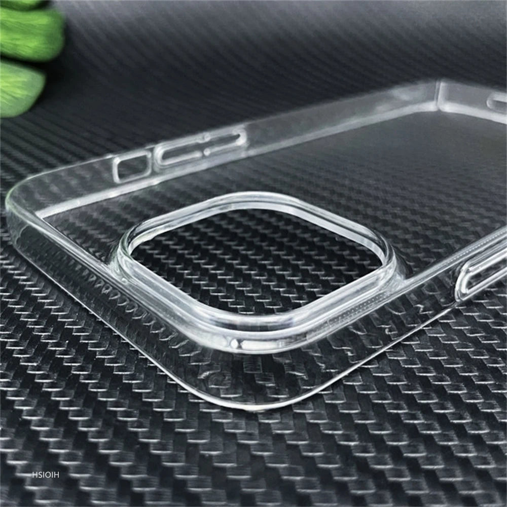 Ultra Clear PC Hard Case for iPhone 11 12 13 14 15 16 Pro X XR XS Max mini Plus Case Slim Transparent Protective Back Cover