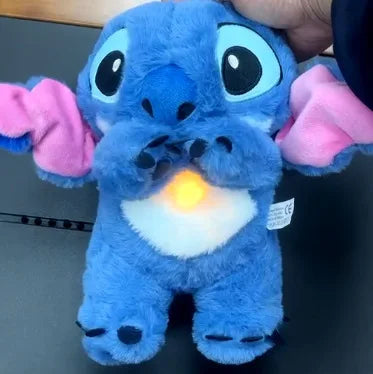 New Disney Lilo&Stitch Plush Doll With Breath Child Peluche Soothes Toy Anime Baby Music Light Sleep Toys Pink Stitch Kids Gifts