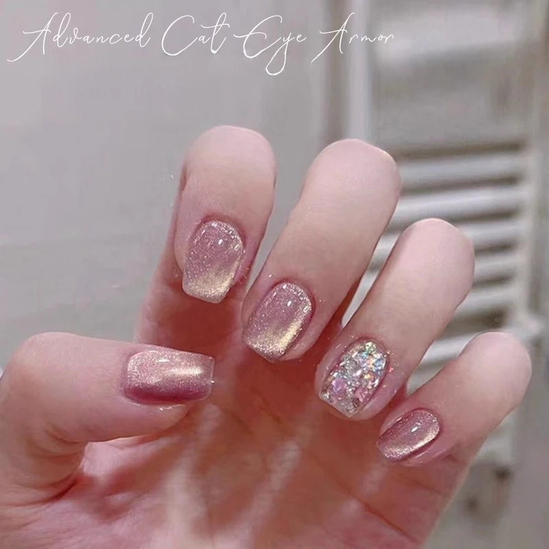 Cat Eye Press on Nails - Fake False Stick-on Nails Tips, Reusable Nail Tips Set for Women