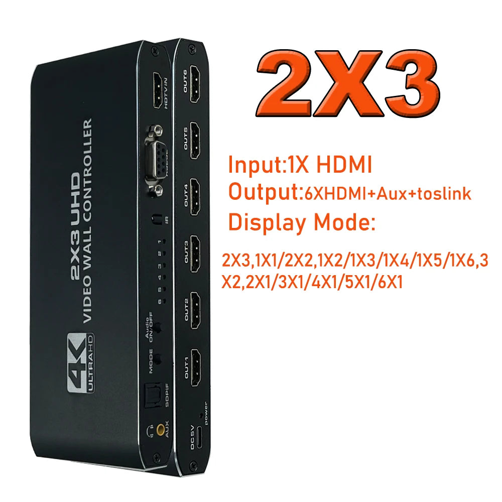 4K HDMI Video Wall Controller 3X3/2X3/2X2 Video Wall Processor HDMI Multi Video Screen Processor Splicer HDMI Wall Display