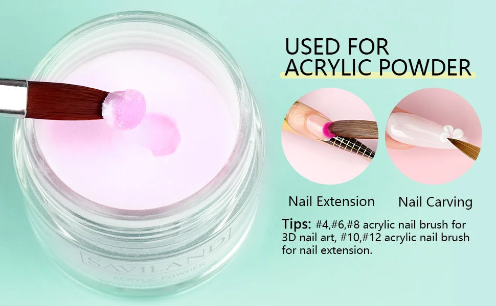 Saviland 5pcs Acrylic Nail Brush Set Acrylic Nail Brushes for Acrylic Application Professional Round Shaped Nail Acrylic Brushes