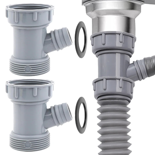 Sink Drain Adapter Pipe Tee 45mm Internal Threads Y-Shaped Single Hole Overflow Kitchen Sewer Branch Connector Thread Fittings