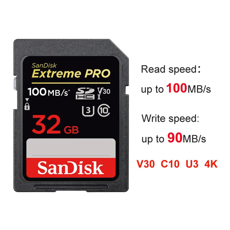 SanDisk SD Card for Camera 100M-200M/s 256GB 128GB 64GB 32GB Memory Card U3 U1 4K Flash Card for Camera Flash Card SDXC SDHC
