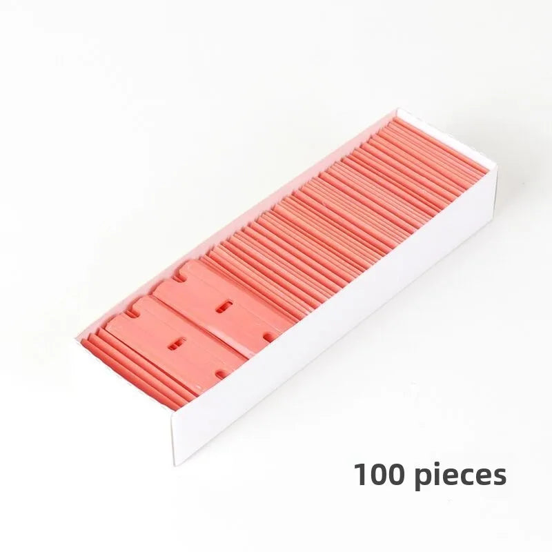 ALIWRAP 100pcs Spare Double Edged Plastic Razor Blades For Scraper Car Wrap Stickers Labels Glue Remover Window Glass Cleaning