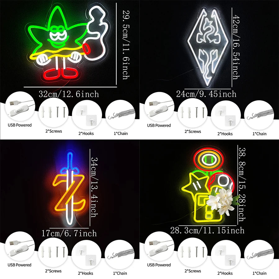 Game Theme Neon Signs, Childhood Memories Icons, Used For Art Decor In Game Rooms, Bedrooms, Bar Parties, Offices And Man Caves.