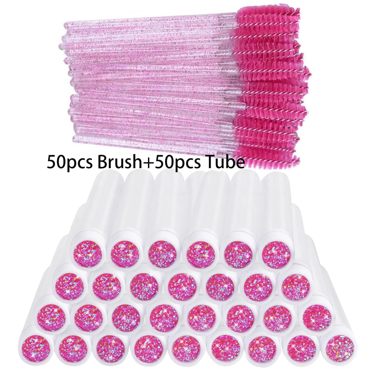 25/50Pcs Eyelash Brush Tubes Crystal Lash Mascara Wands Eyebrow Comb Spoolies Container Lashes Brushes Applicators Makeup Tools