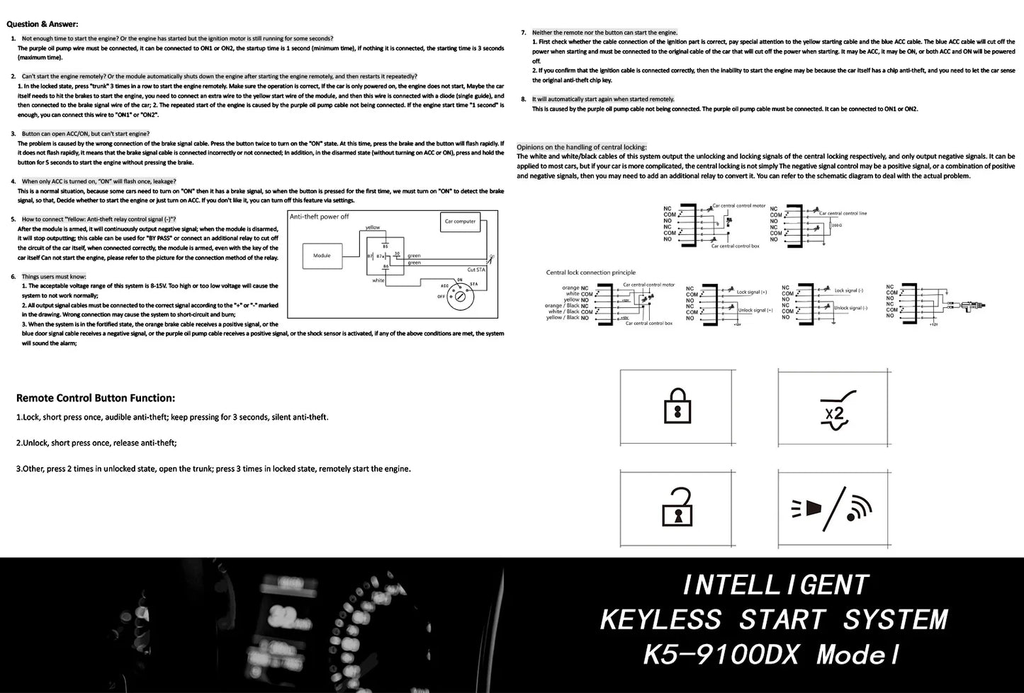 Car Alarm With Autostart Push One Button Auto Start Stop Keyless Entry System Smart Key Remote Start Kit Automotive Accessories