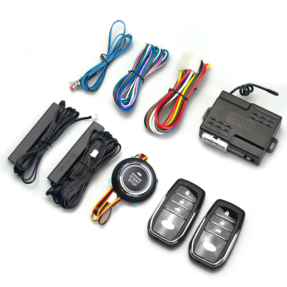 Universal Car Push Button Start Stop Keyless Entry Starter System Cell Phone Bluetooth APP PKE Remote Control Ignition Car Alarm