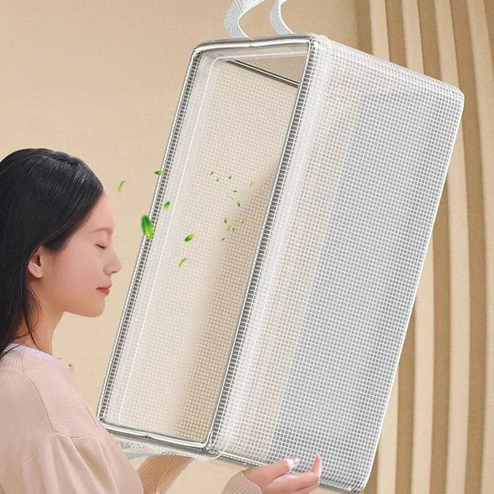 Foldable Anti Mold Transparent Clothing Storage Bag with Lid for Seasonal Storage, Moving Packaging,wardrobe Storage,and Storage