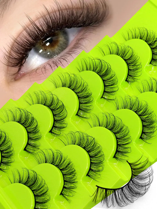 GROINNEYA False Eyelashes Faux Mink Eyelashes Fluffy Faux Mink Lashes Wispy Eyelashes Extension Effect Lashes Volume Mink Lashes