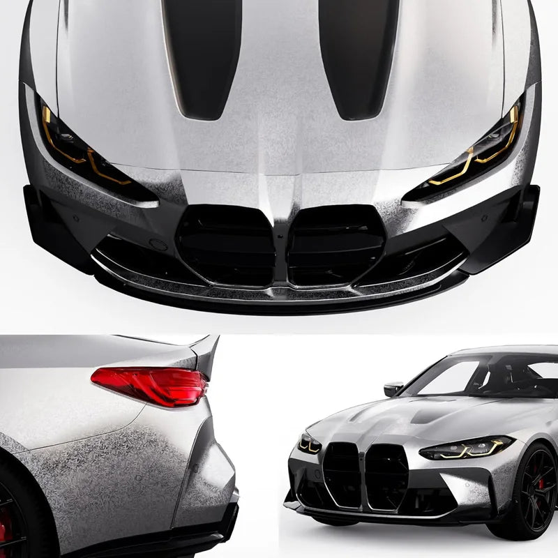 Premium Gloss Chrome Silver Forged Carbon Vinyl Wrap Film with Air Release Self Adhesive Decal Car Wrapping