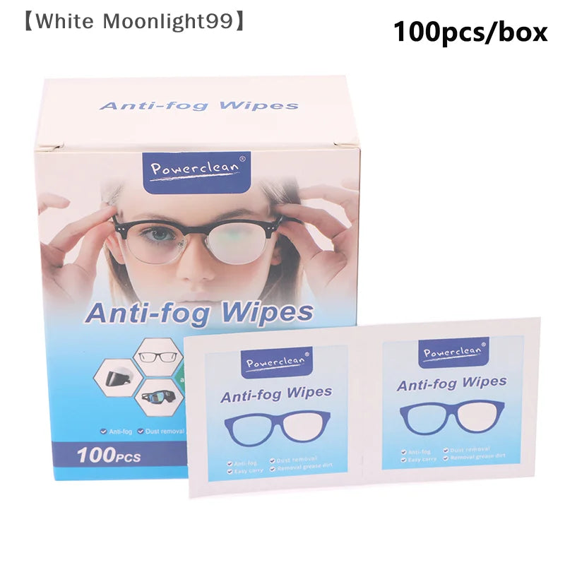 100Pcs/Box Glasses Cleaner Wet Wipe Disposable Anti Fog Misting Dust Remover Cleaning Lens Wipes Sunglasses Phone Screen