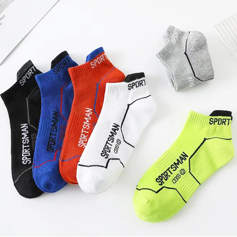 10 Pairs/ Lot Men Sport Socks Cotton Thin Mesh Socks Bright Color Running Socks Breathable Low Cut Sport Socks For Men