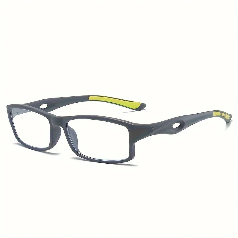 5PCS Sport Style Non-Prescription Reading Glasses Anti-Blue Light Rectangular Full Rim Eyewear, PC Frame Material