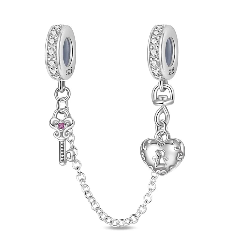 925 Sterling Silver Princess Powder Series Exquisite Daily Bow Sweet Charms Beads Fit Pan Original Bracelets DIY Jewelry