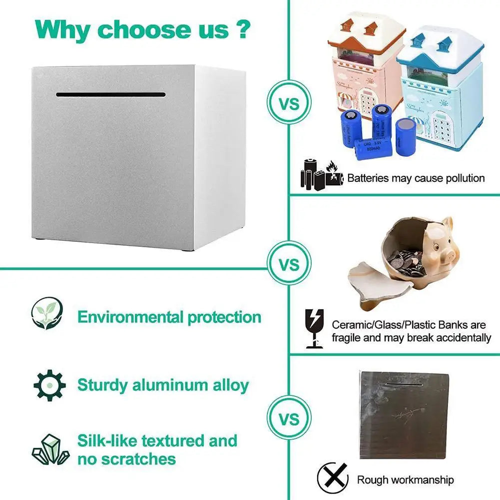 Steel Piggy Bank Only Enter Not Exit Large Capacity Money Savings Bank For Children's Metal Cash Box Coin Piggy Bank