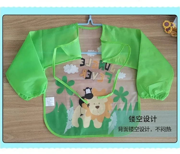 Waterproof Eating Smock Infant Toddler Baby Cartoon Long Sleeve Art Apron Feeding Bib for Boys Girls Soft Baby Bibs Burp Clothes