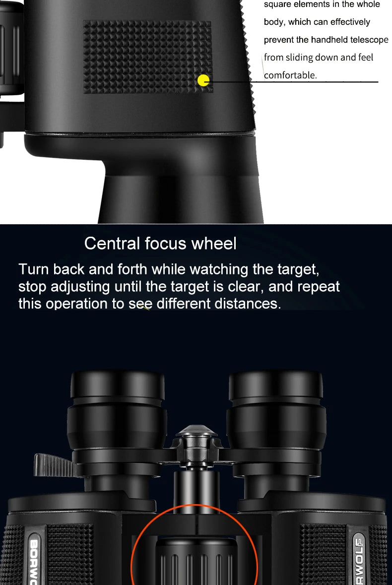BORWOLF 20-60X70 Binoculars High Magnification  Long Range Zoom 60 Times  Hunting   Astronomical Telescope HD Professiona  Zoom