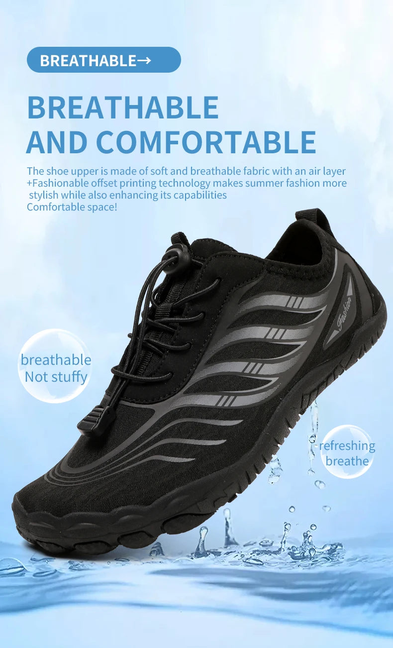 New Arrival Water Shoes Qiuck-Dry Aqua Shoes Men Women Outdoor Beach Swimming Wading Breathable Five-Finger Sneakers Size 36-46