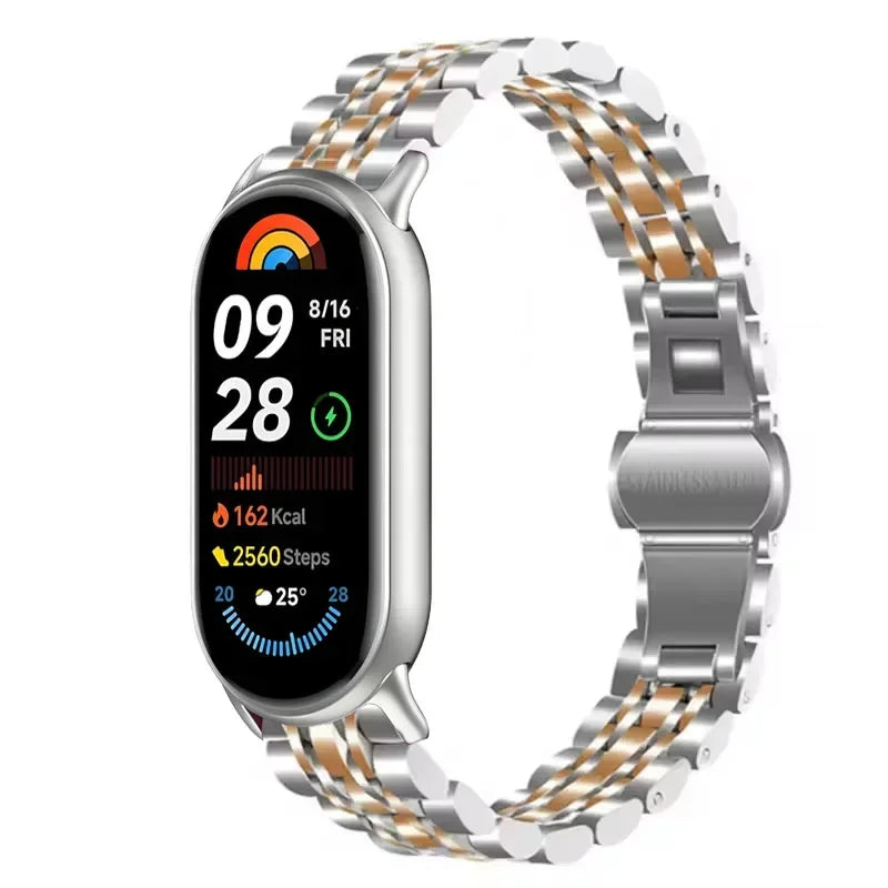 Metal Strap for Xiaomi Mi Band 10 9 8 Smartwatch Stainless Steel Comfortable Band for Miband 10 9 8 Replacement Bracelet Correa