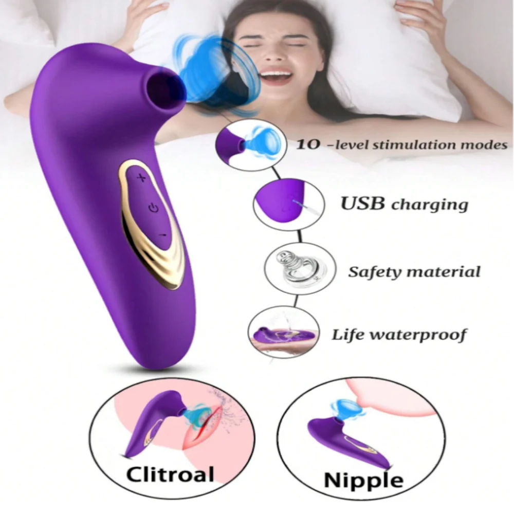 Silicone Suction Vibrators 10 Modes Nipple Sucker Sex Masturbation Stick Women Clitoral Stimulation Sucking Vibrator Adult Toys