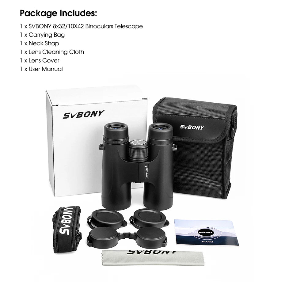 Svbony F9333A/F9333B Binoculars 10X42/8X32 Telescope Powerful Professional HD Long Range Camping Equipment For Traving Suvival