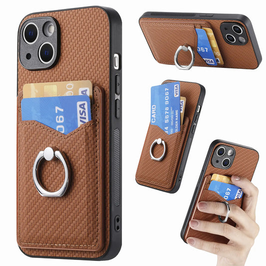 Finger Ring 2 Cards Case For VIVO V60 V50 Lite V40 V29 V29E V27 V25 Pro Magnetic Car Holder Leather Anti Drop Protection Cover