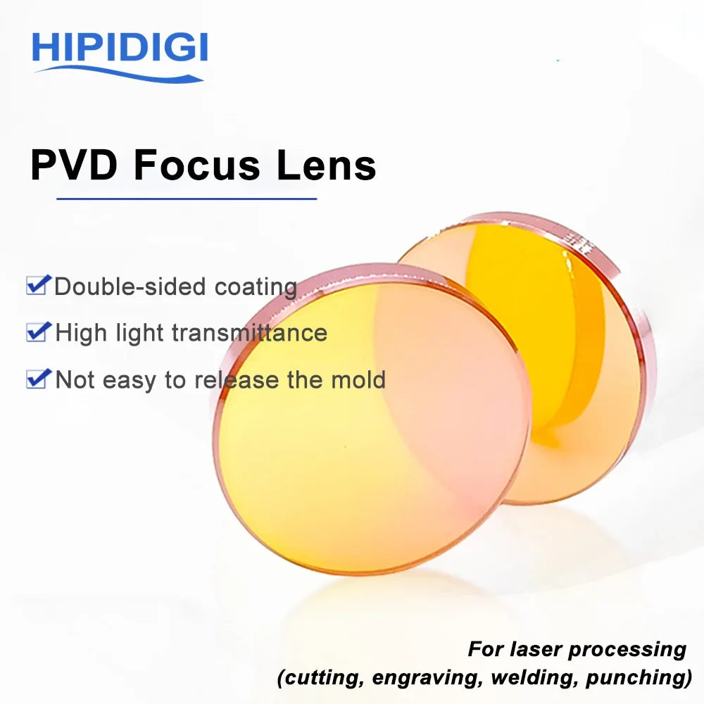 HIPIDIGI CO2 Focus Lens USA ZnSe CVD/PVD/PRO Dia.18 19.05 20mm FL38.1 50.8 63.5 for Laser Engraving Cutting Machine Consumables