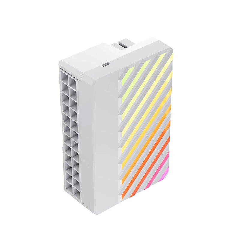 TEUCER ATX 24Pin ARGB Adapter, 90° RGB Power Cord Adapter for Computer Motherboard Power Supply