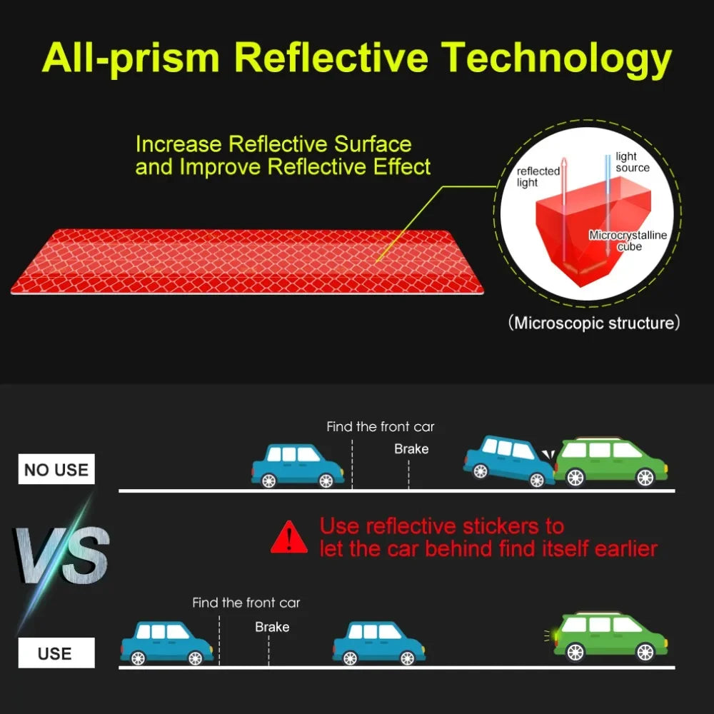 Reflective Car Sticker 90cm Reflective Warning Safety Tape Anti Collision Night Warning Reflective Sticker for Automobile Trunk