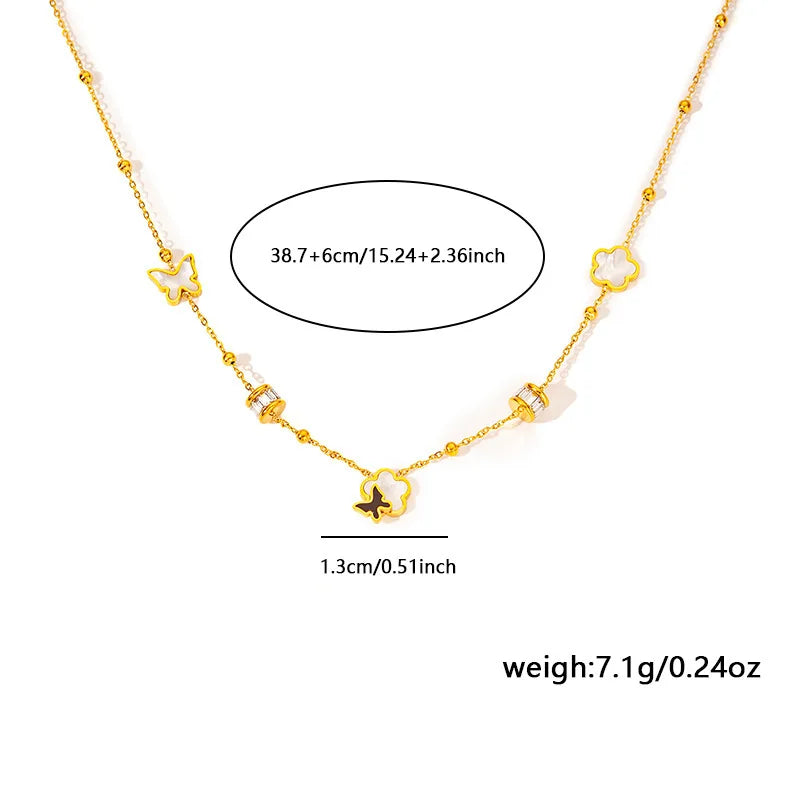 316L Stainless Steel Butterfly Flower Pendant Necklace For Women New Fashion Girls Choker Clavicle Chain Jewelry Gifts