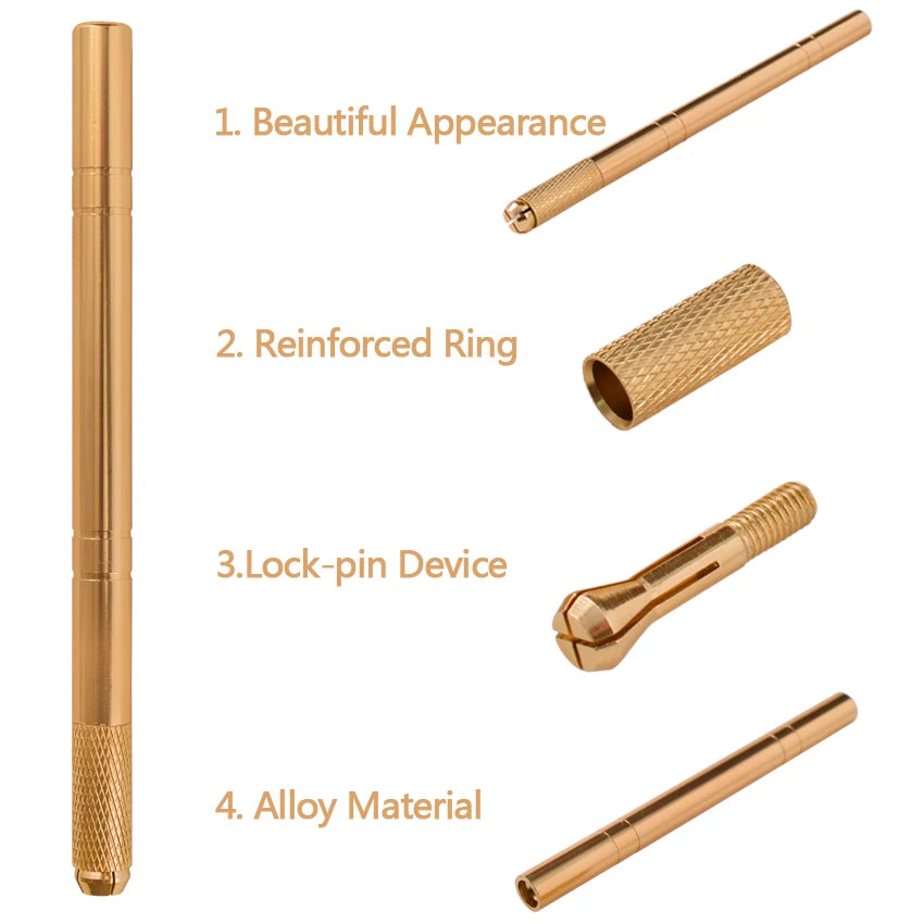 Golden Tebori 3D Tattoo Pen with 5pcs 12PCD Blade Microblading Tattoo Needles Permanent Makeup Manual for Professional Eyebrow