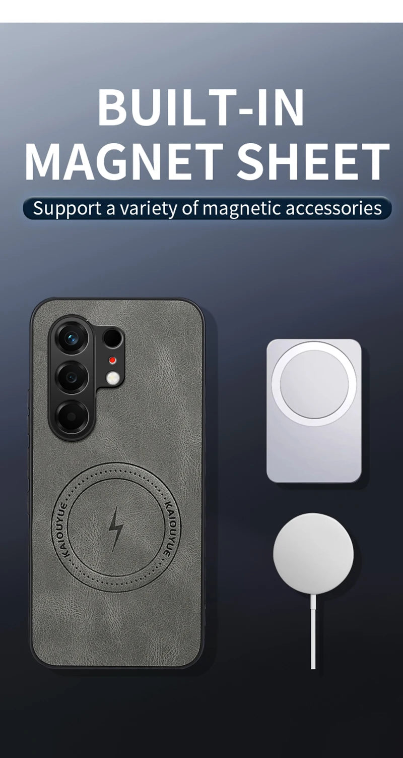 For Tecno Camon 50 4G Vintage Business Phone Case Cover Sheepskin Leather Magnetic Case Wireless Case for Tecno Camon 50 Pro 4G