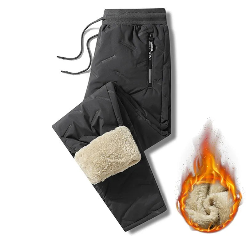 Winter Sweatwear Men Plush Thick Sport Sweatpant Lambswool Thermal Trousers Casual Pants Waterproof Windproof Warm Cotton Pants