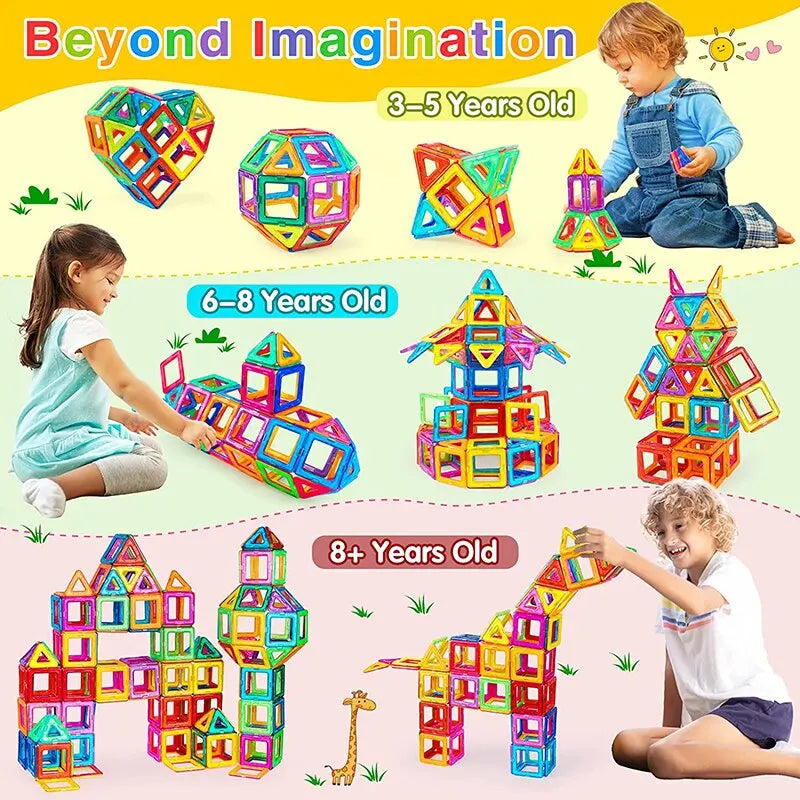 Magnets Toys for Kids Big Size Plus Magnetic Building Blocks for Children Designer Constructor Set Toys for Boys Girls Kids